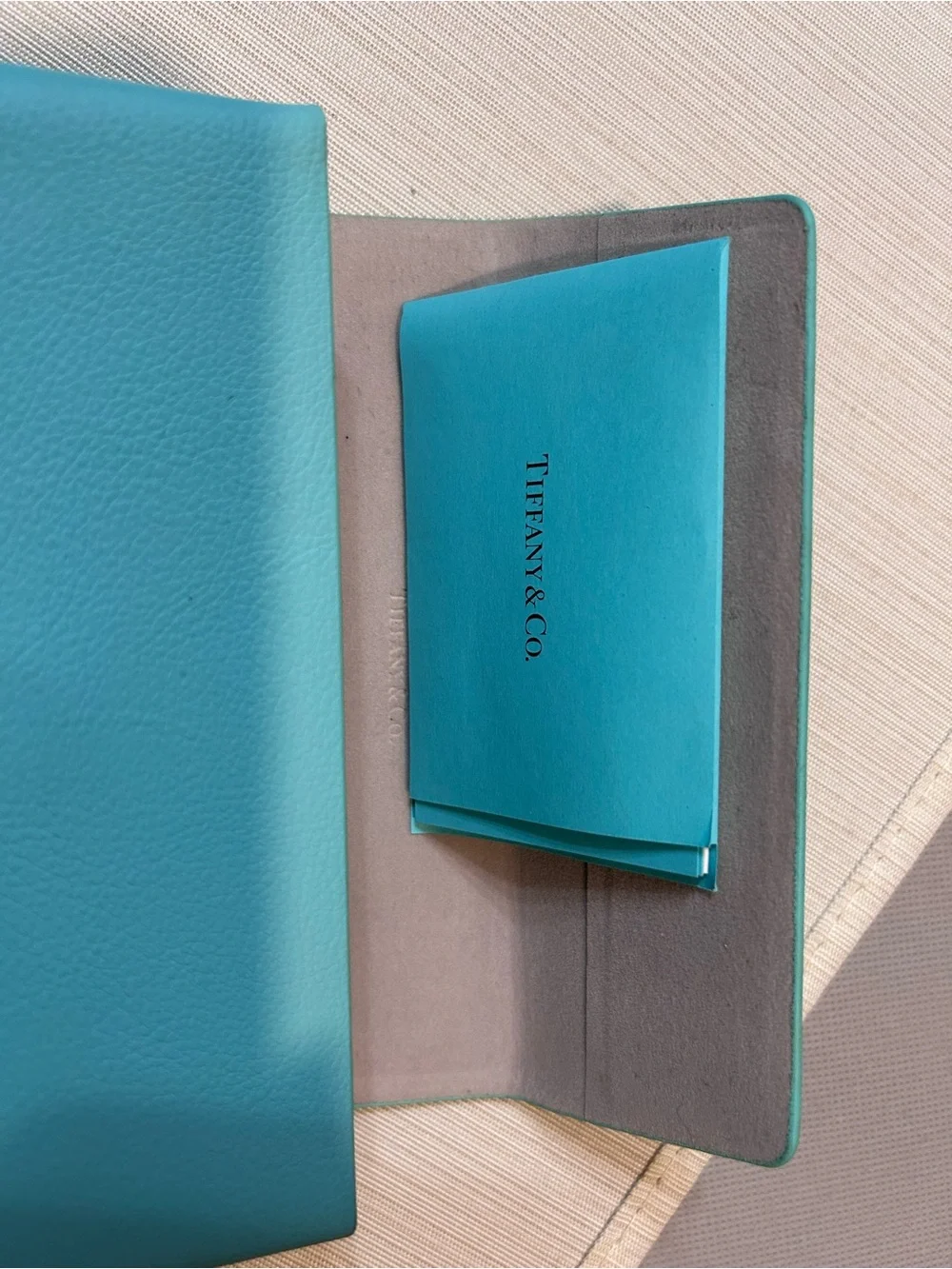 Tiffany & Co. robin's-egg blue leather eyewear case